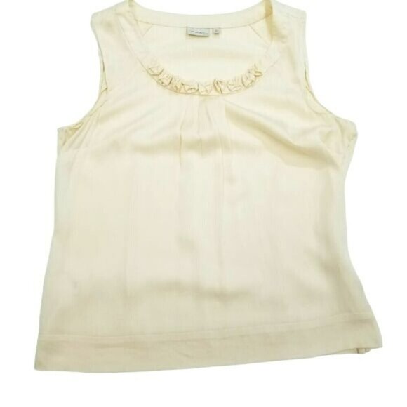 Halogen for‎ Petite  Large silk blouse tank cream colored - Picture 1 of 12